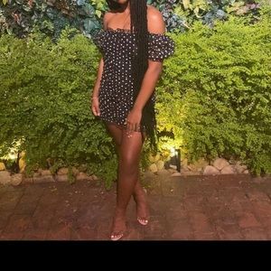 Selling this off the shoulder mini polka dot dress